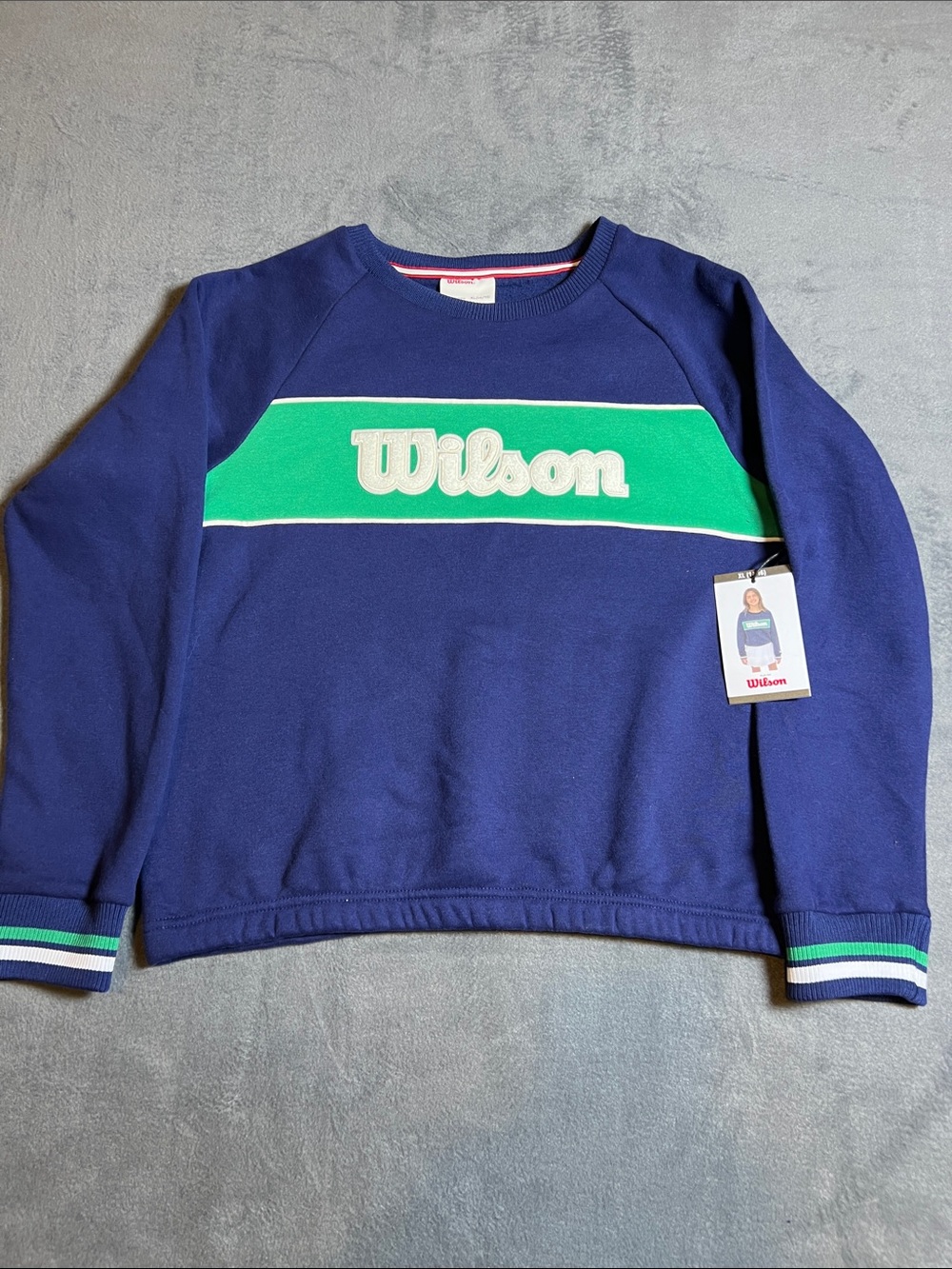 Wilson Navy Sweatshirt with Green Chest Stripe
